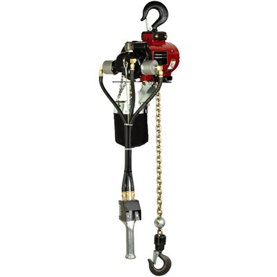 Hoist, 2200 LB Capacity, Chain Pull Control, Hook Mount, 25 FT Lift, Steel Chain Container